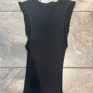Black Ribbed Sleeveless Top